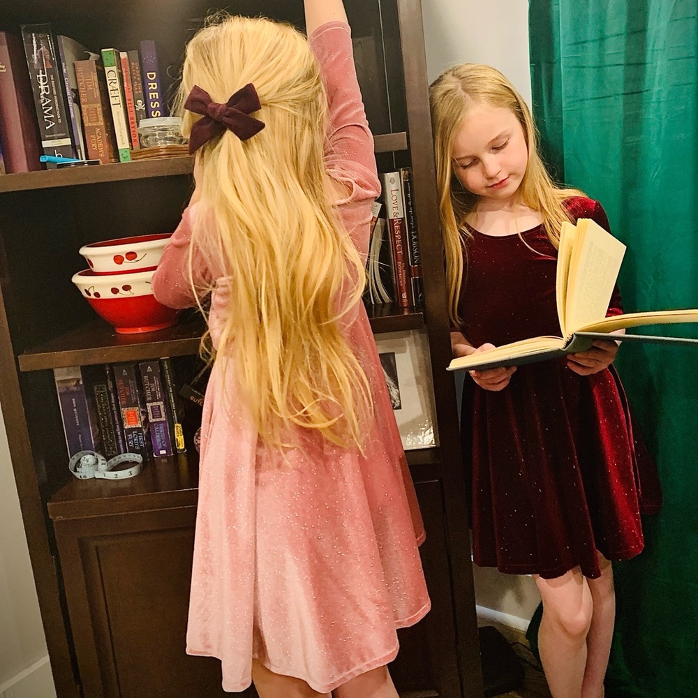 Girls White Velvet Swing Dress